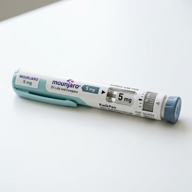 GLP-1 Mounjaro KwikPen injection device used for weight management therapy